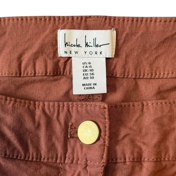 Nicole Miller Wide Leg Crop Pant. Cotton Rayon Blend. Terra Cotta Size 6 #1409 - Picture 6 of 7